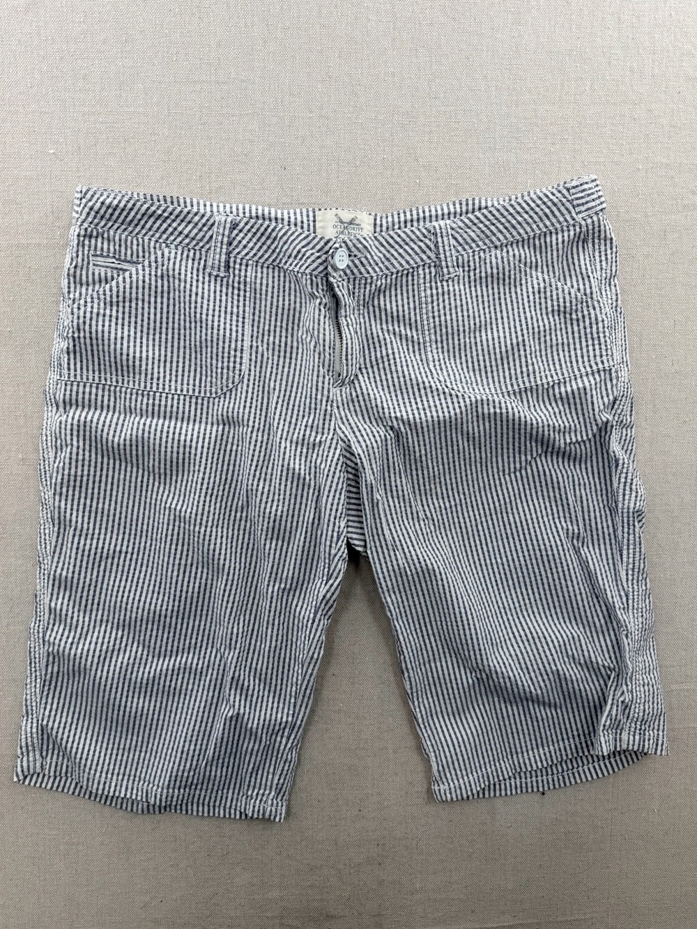 Ocean Drive Striped Bermuda Shorts - Navy & White